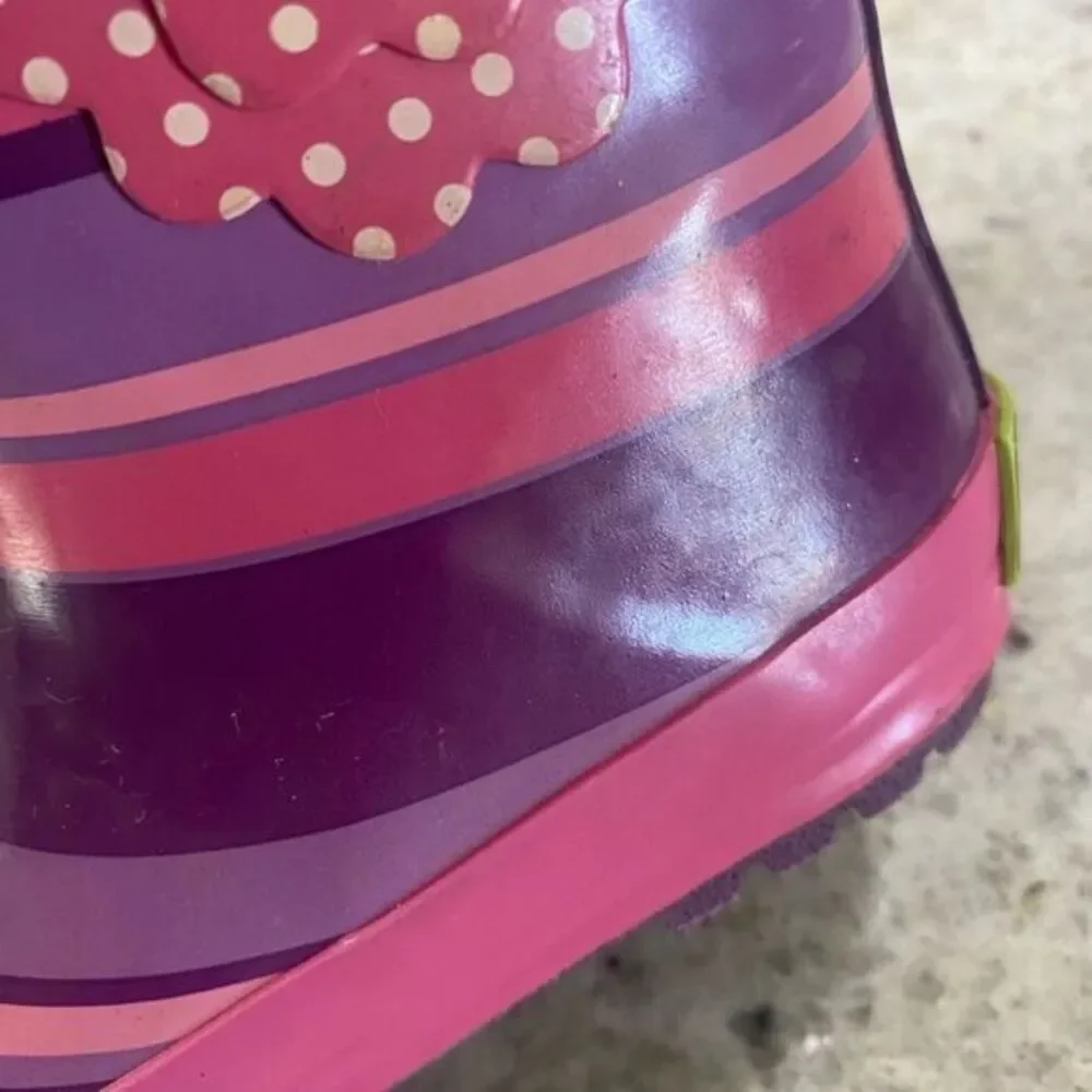 Girls‎ Western Chief Pink And Purple Striped Rain Boots  Size 7 Toddler